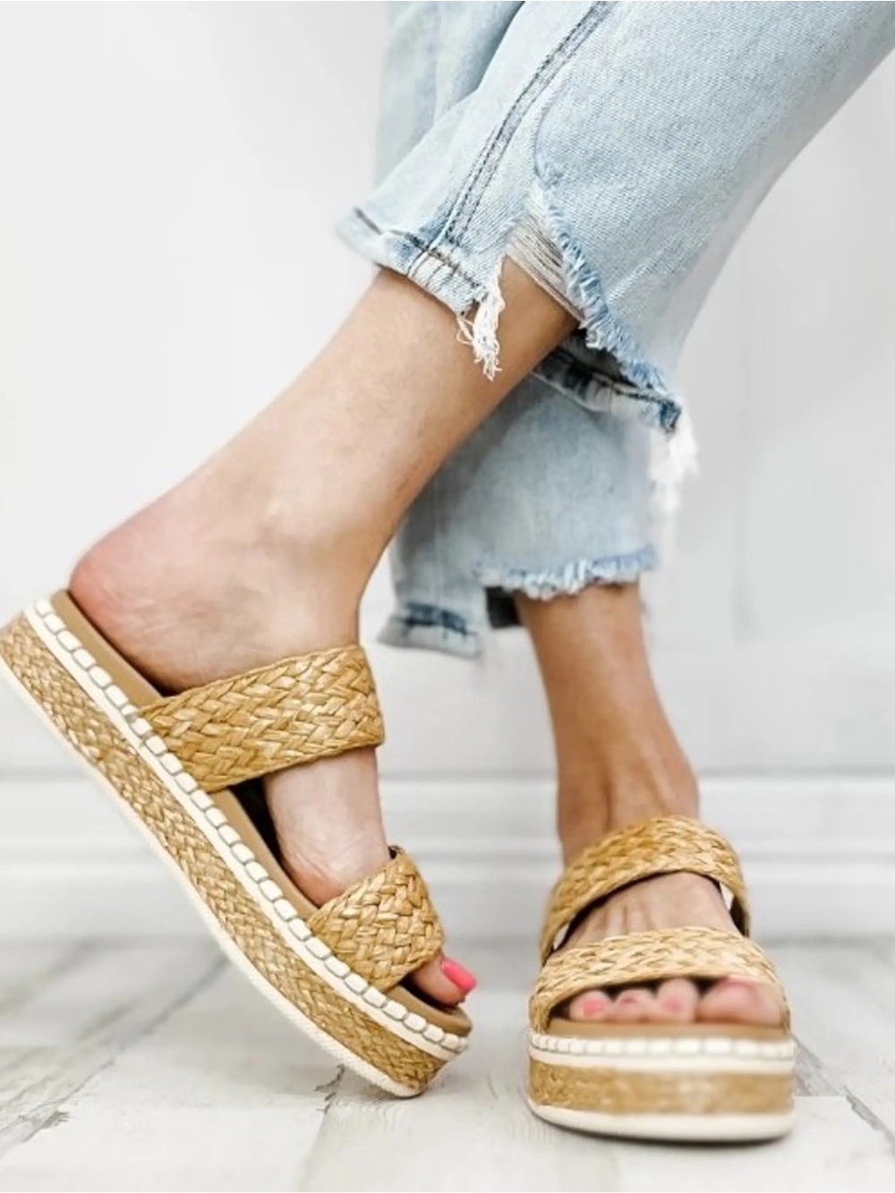 MIA Raffa Woven Double-Strap Slide Sandals